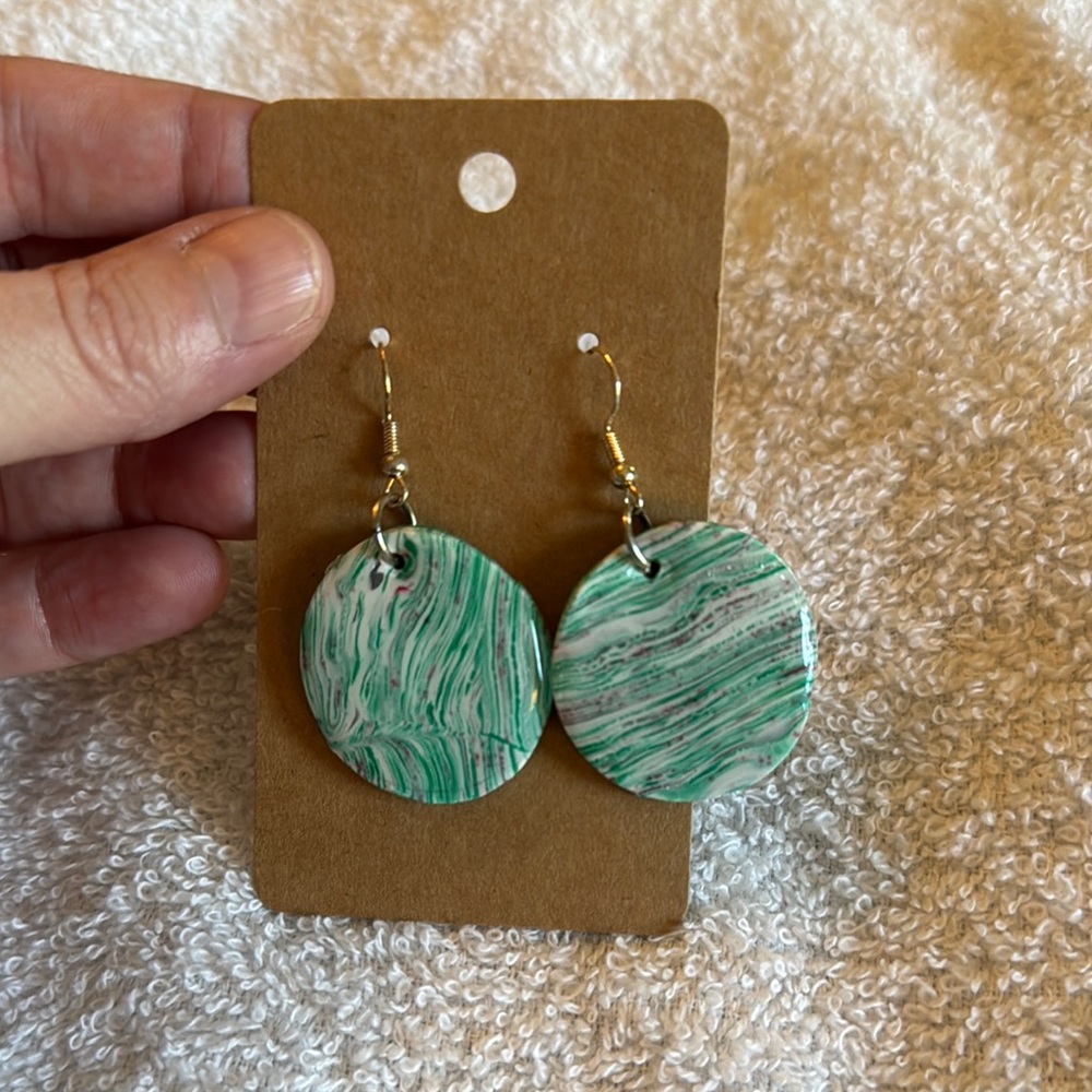 Green Swirl Dangle Earrings